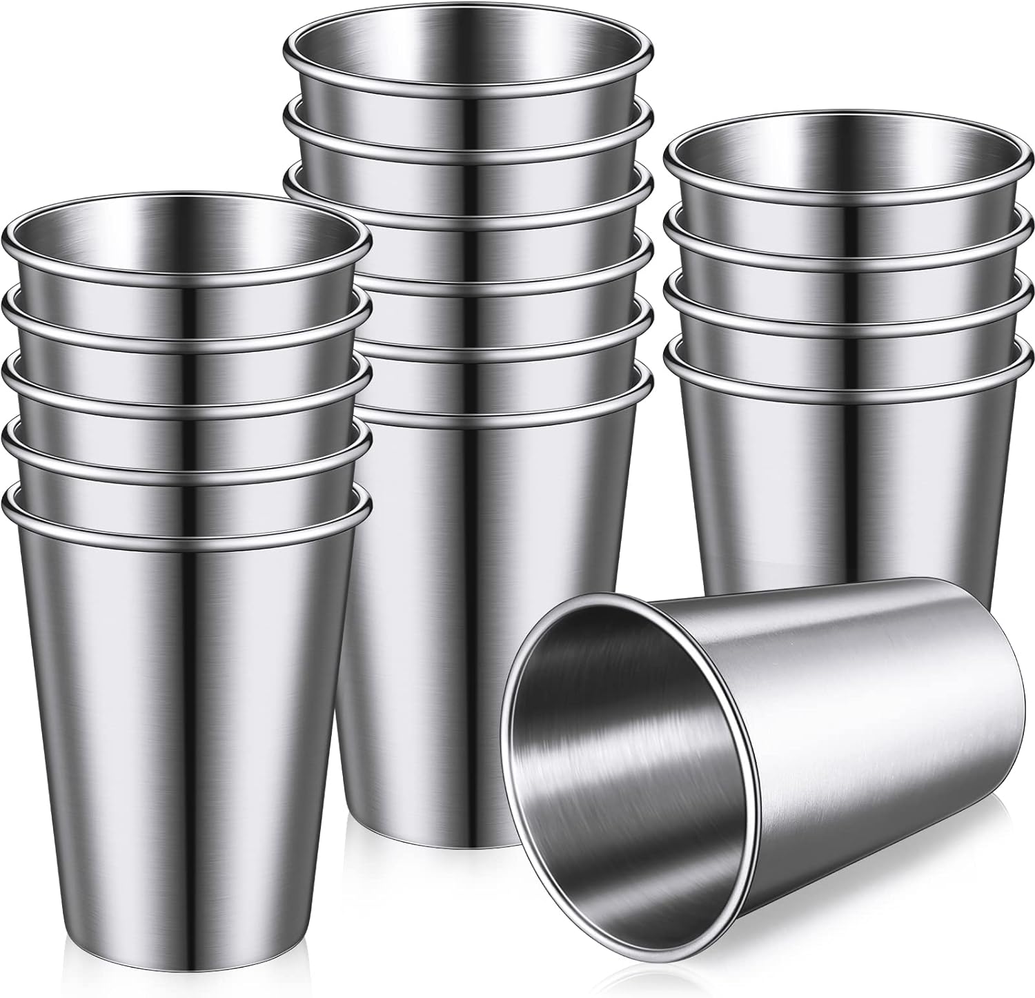 Baderke 16-Piece Stackable Stainless Steel Cups for Kids Adults