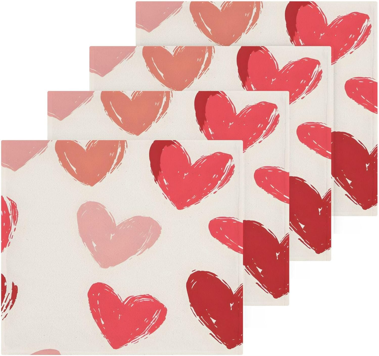Xigua Red Hearts Multi-Purpose Washcloth Set