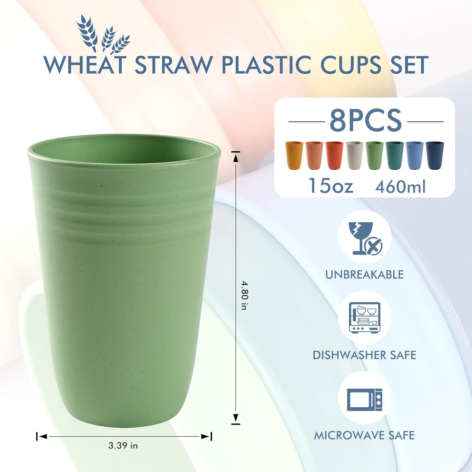 BPA-Free Reusable Plastic Cups 8-Pack