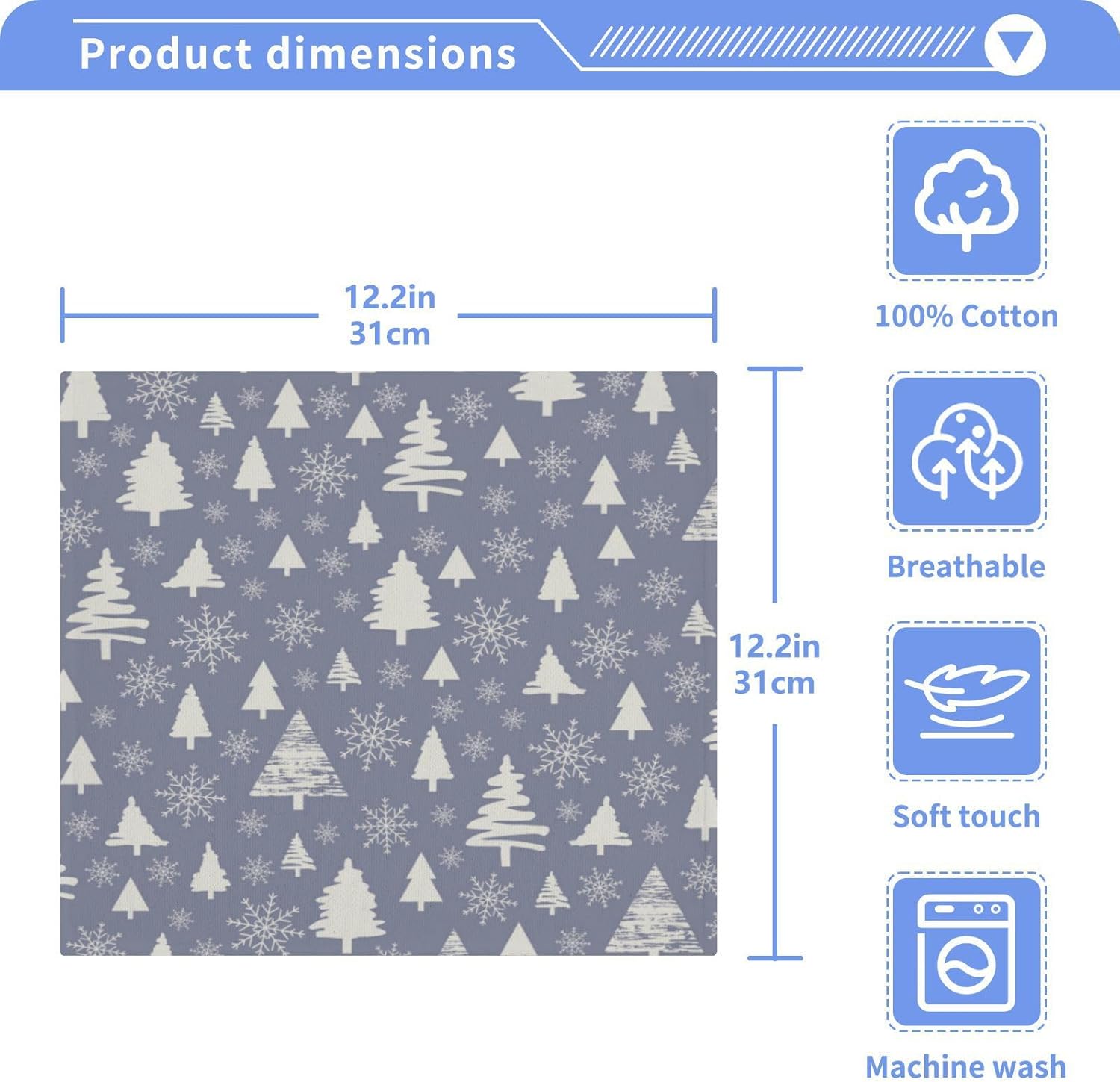 Yettasbin Christmas Tree Washcloths 2-Piece Set for Baby Adults