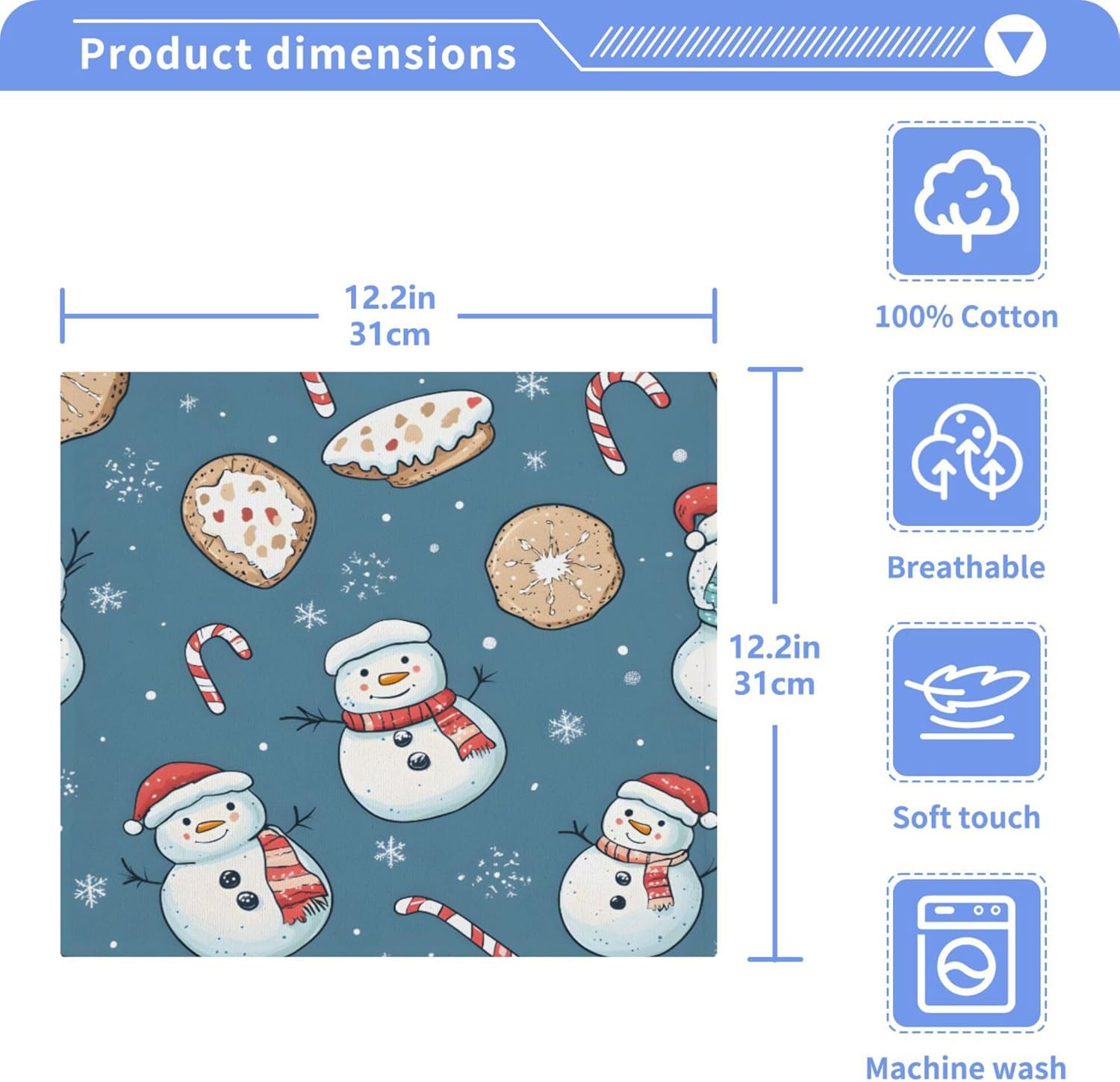 Xigua Snowman Washcloth Set Fast Drying Multi-Purpose