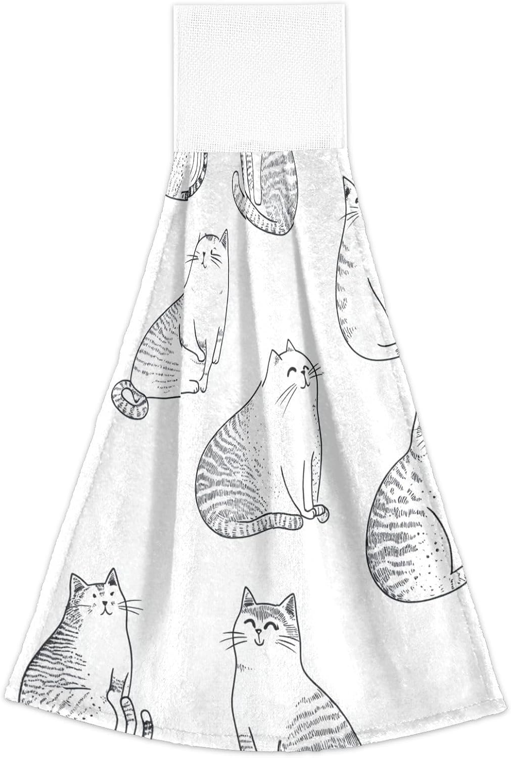 KLL Funny Singapuracats White Towels with Hook Loop Set