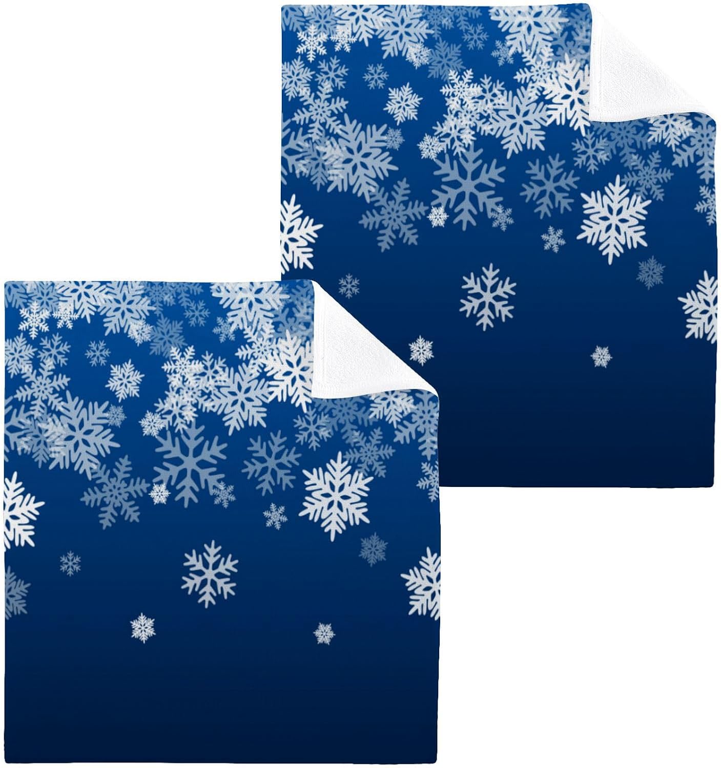 Blue Christmas Snowflake Washcloths 2-Pack