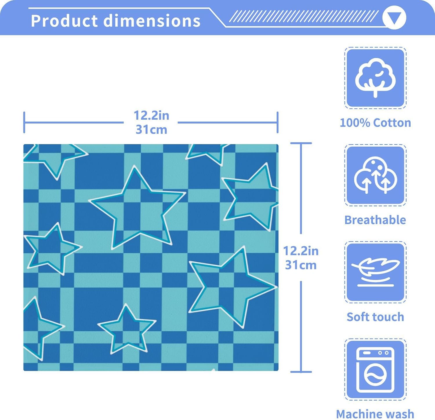 Stars Washcloths 2 Pack Soft Absorbent Cotton Towels