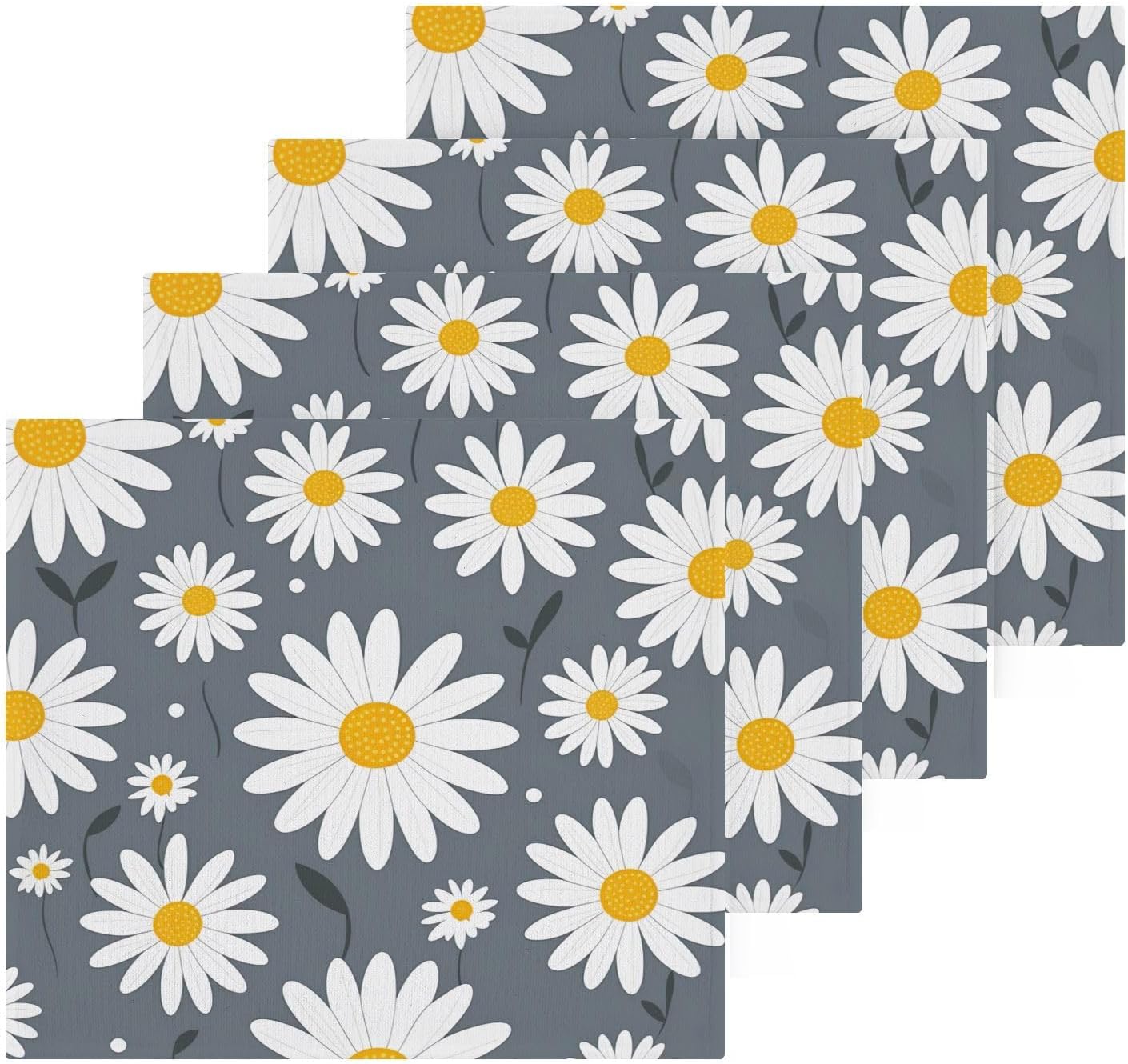 Daisy Flower Washcloth Set Soft Reusable for Babies Travel Use