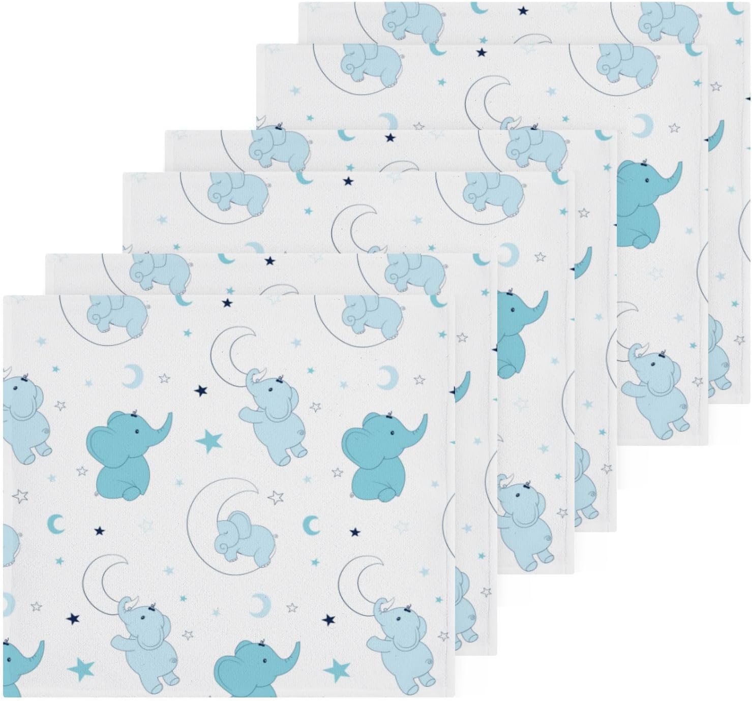 Elephant Washcloths 2 Pack Soft Absorbent Cotton Baby Face Towels