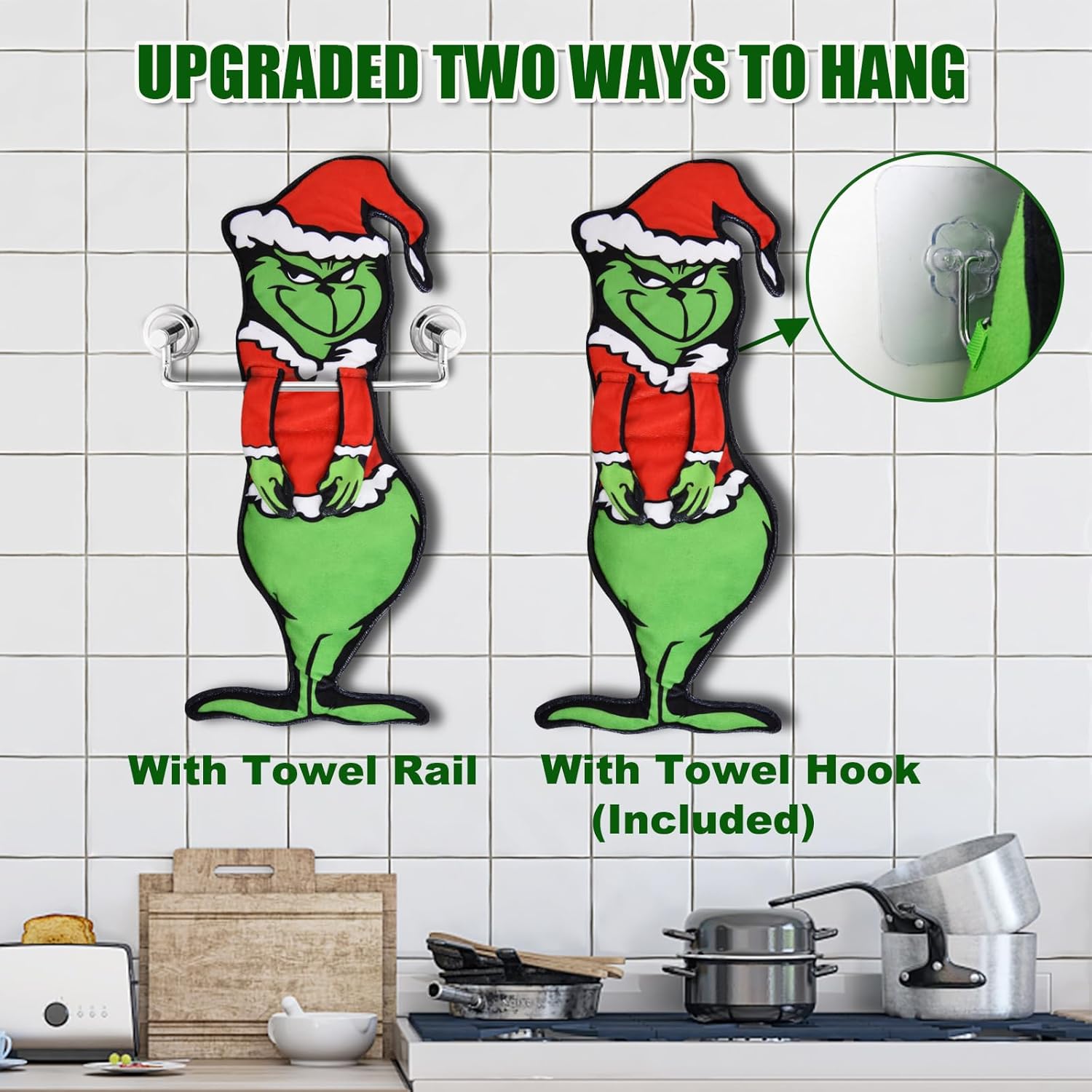 Fun Grinchy-Shaped Christmas Hand Towels
