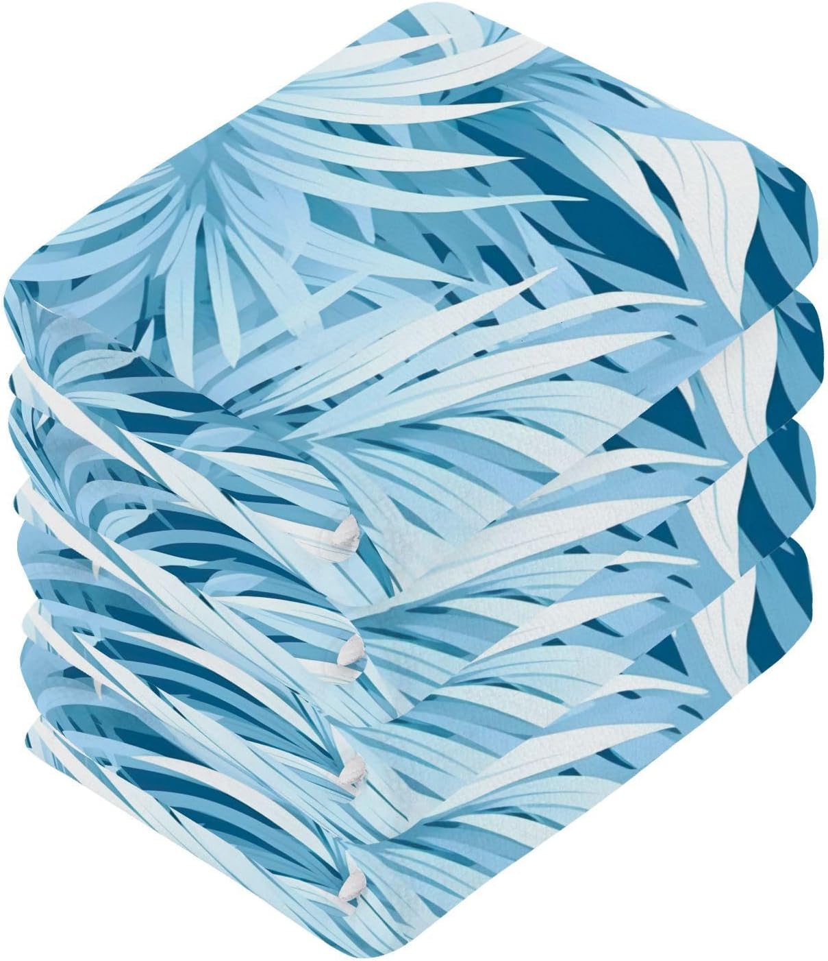 Blue Leaves Washcloth Set - Soft 12x12 Reusable Cotton Towels for Baby Beyond