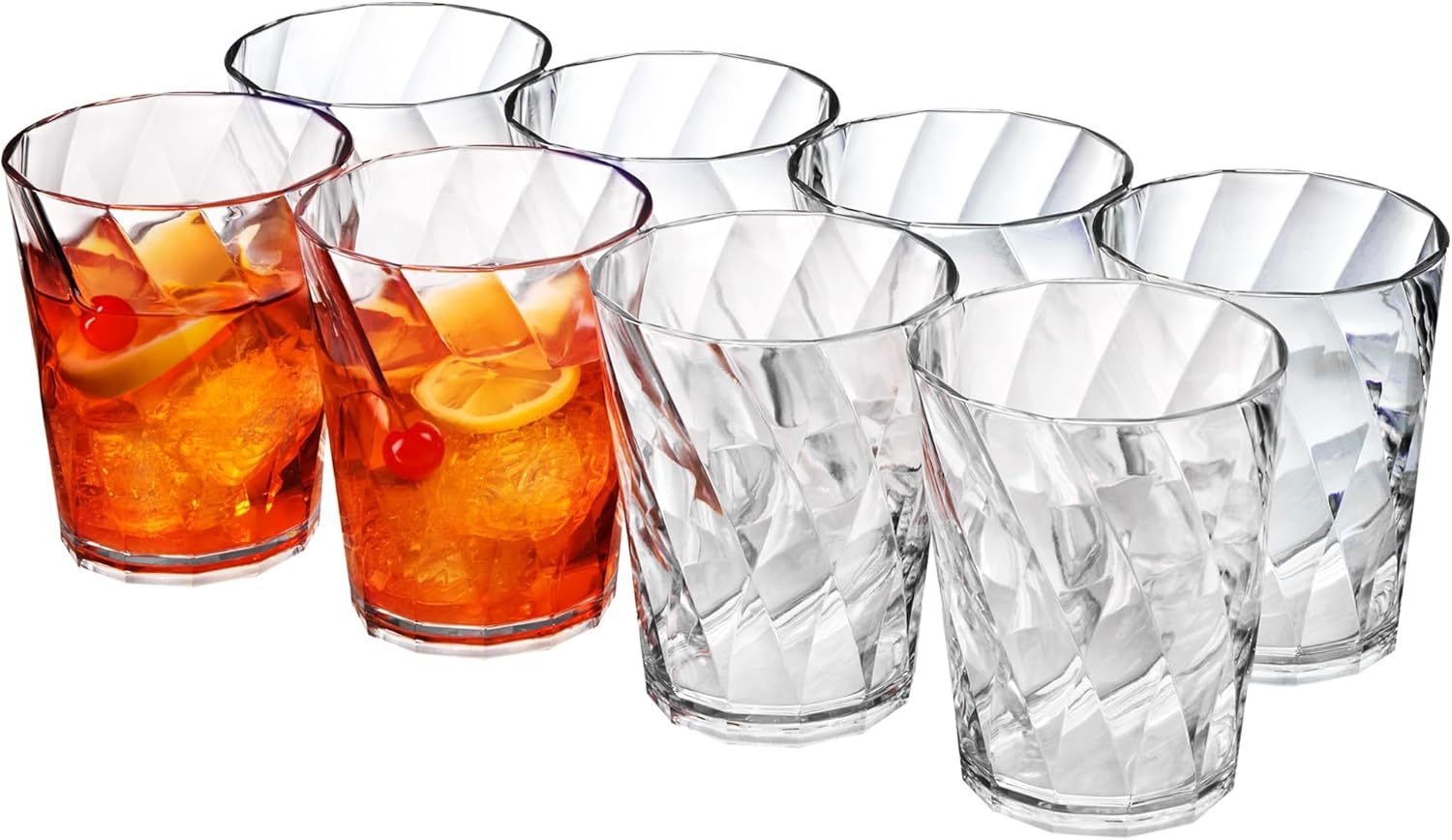 8-Piece Acrylic Optix Plastic Reusable Drinking Glasses