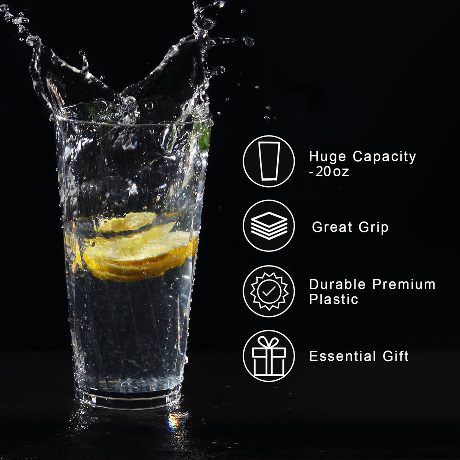 HONGBOLI Unbreakable Shatterproof Plastic Drinking Glasses Set of 6