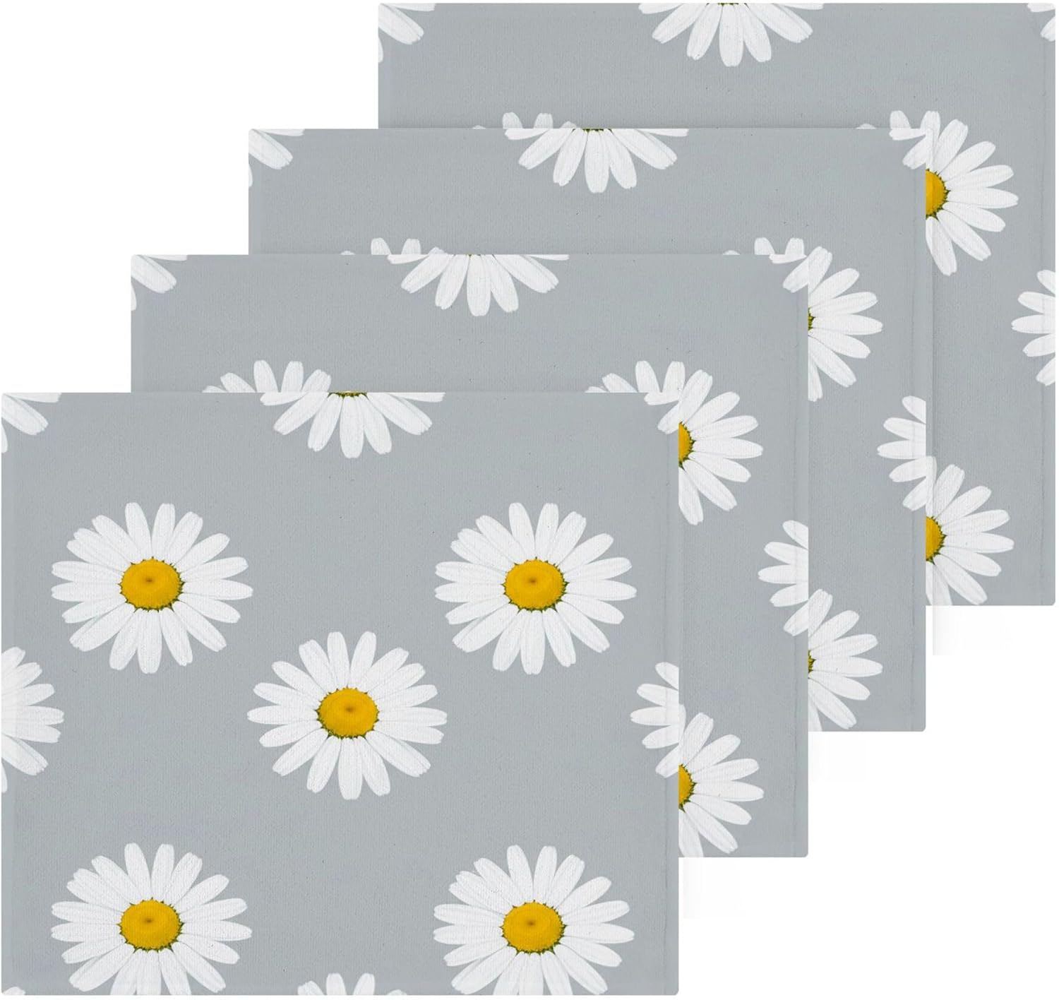 White Daisy-Shaped Pure Cotton Washcloths Set 2-Piece Reusable Face Towels
