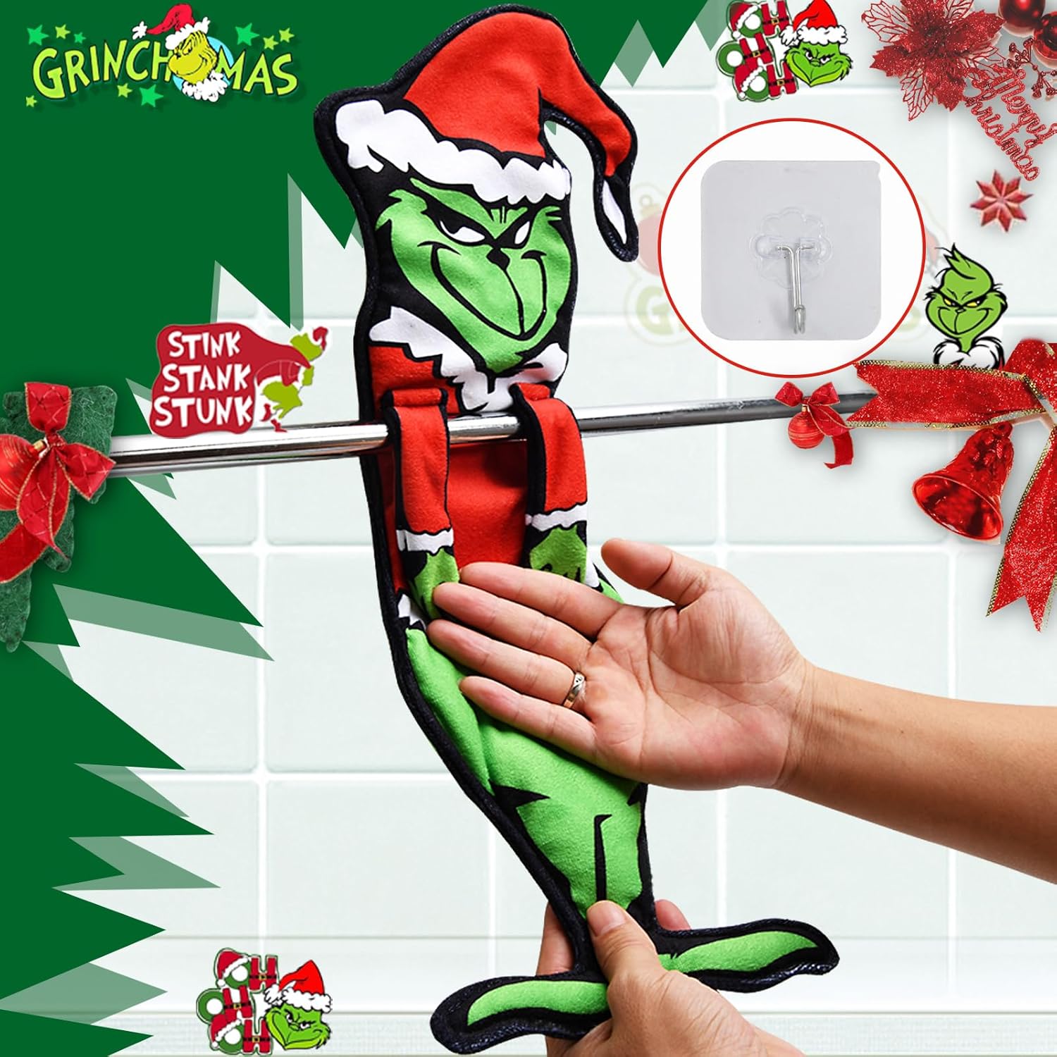 Fun Grinchy-Shaped Christmas Hand Towels