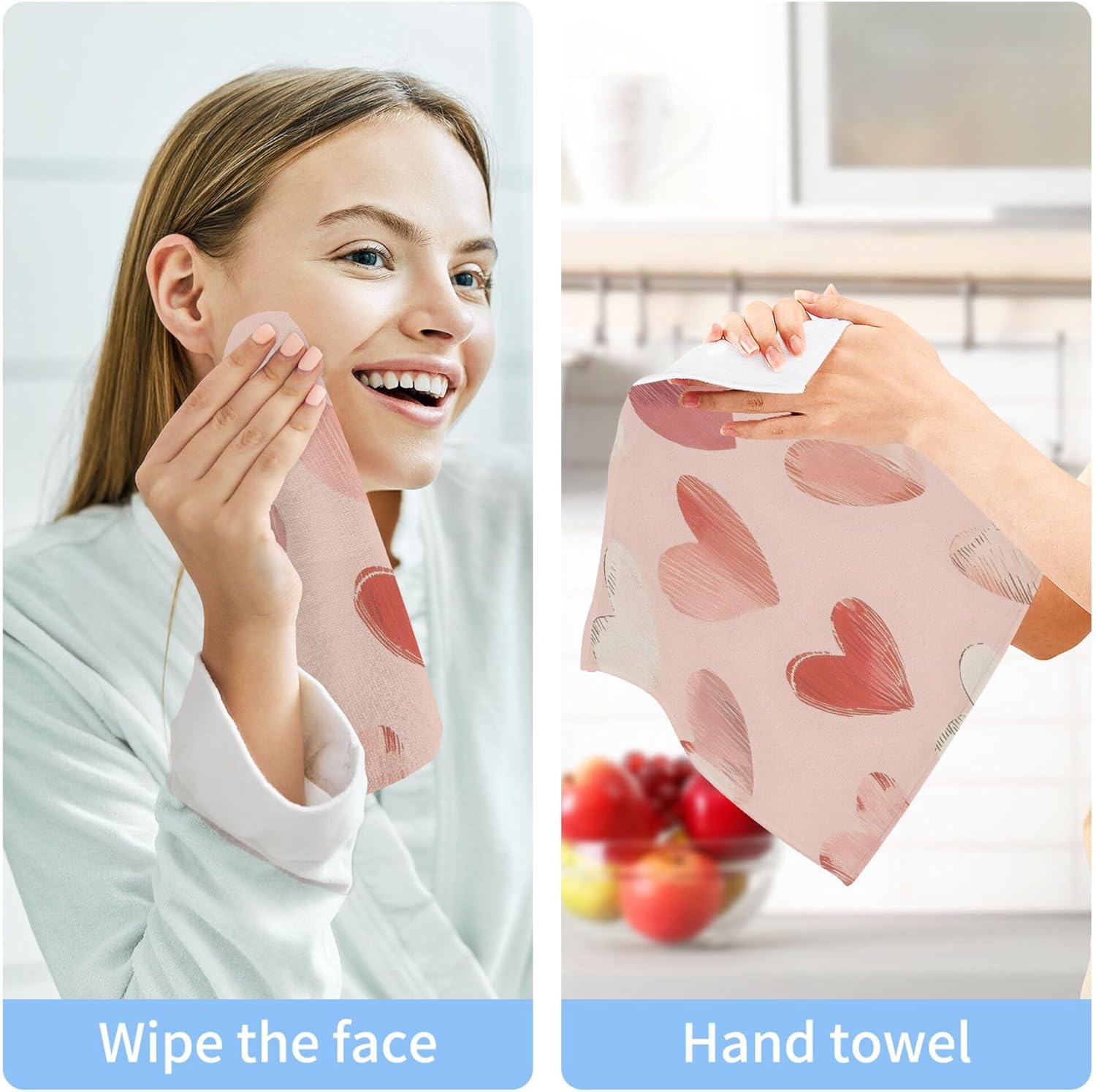 Xigua Red Hearts Washcloth Set