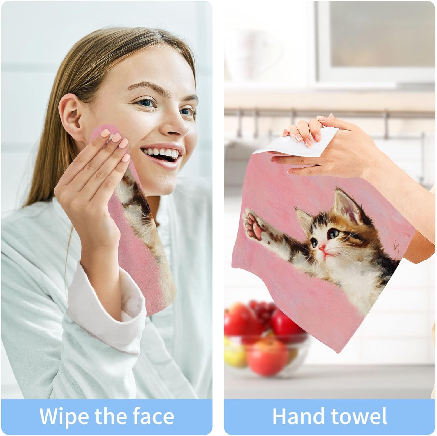 Xigua Kitten Washcloths Set of 2 12x12 Inch 1