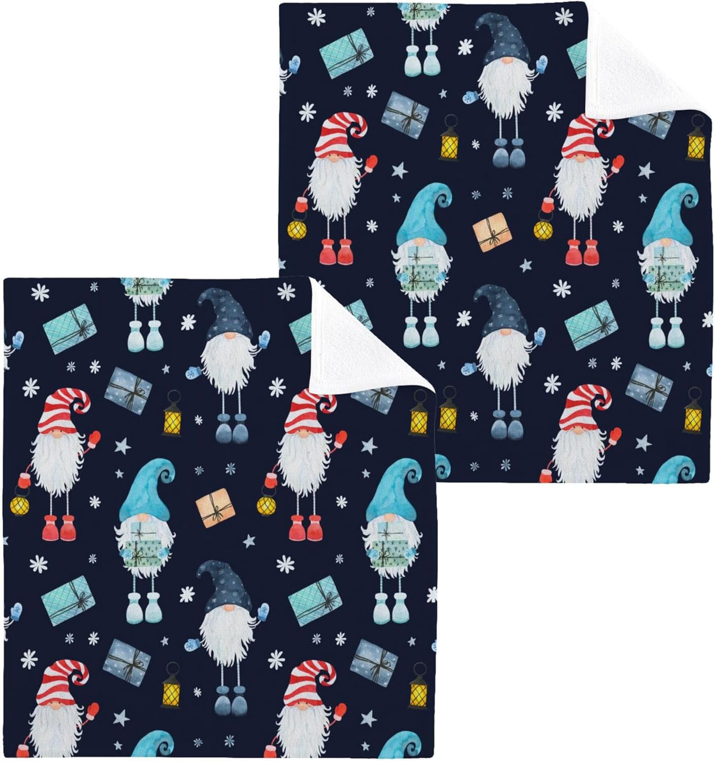 Xigua Christmas Gnome Washcloth Set - multi-purpose soft drying towels