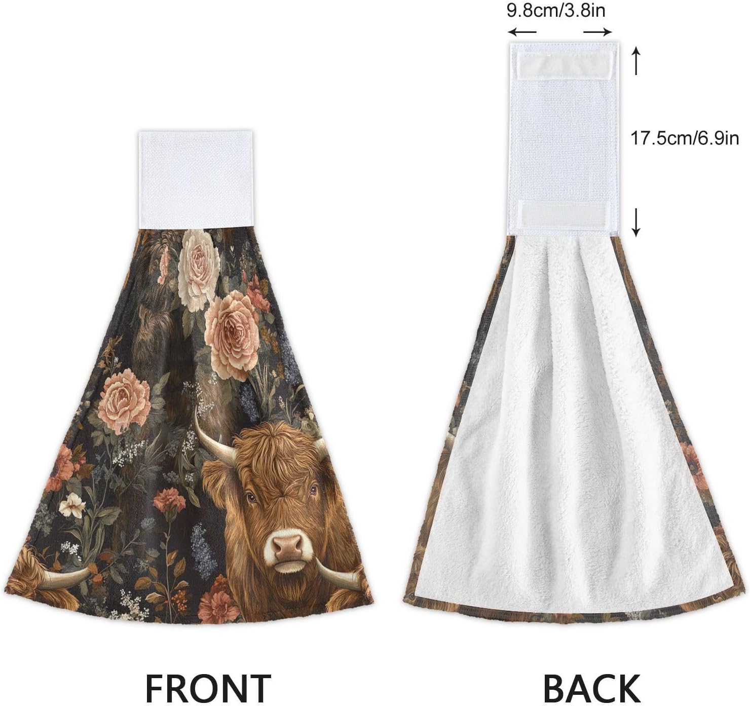 Quick drying kitchen hand towels with hanging loops 182x14 inch set of 2