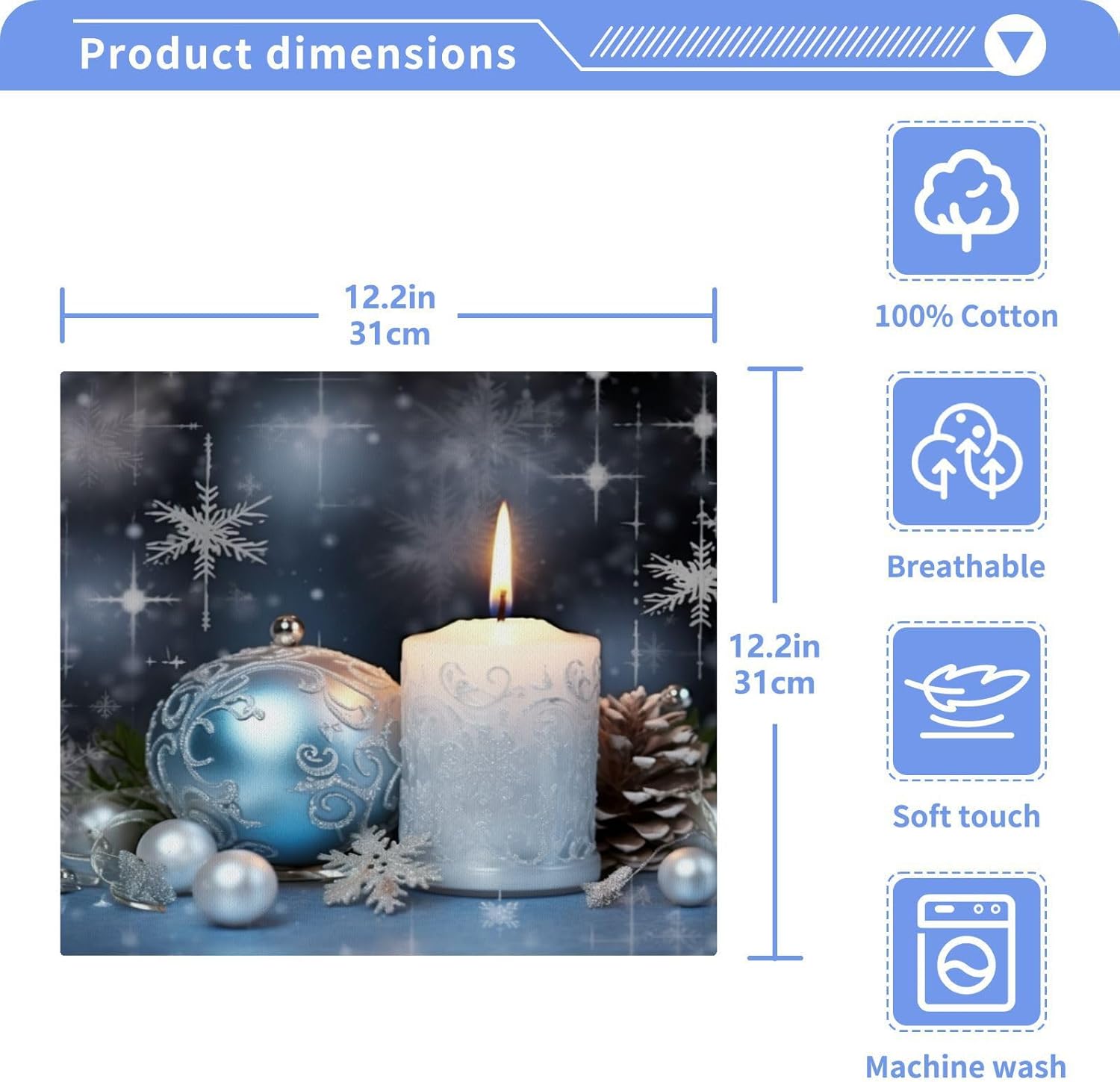 Christmas Candle Washcloths 2 Pack Soft Reusable Face Towels
