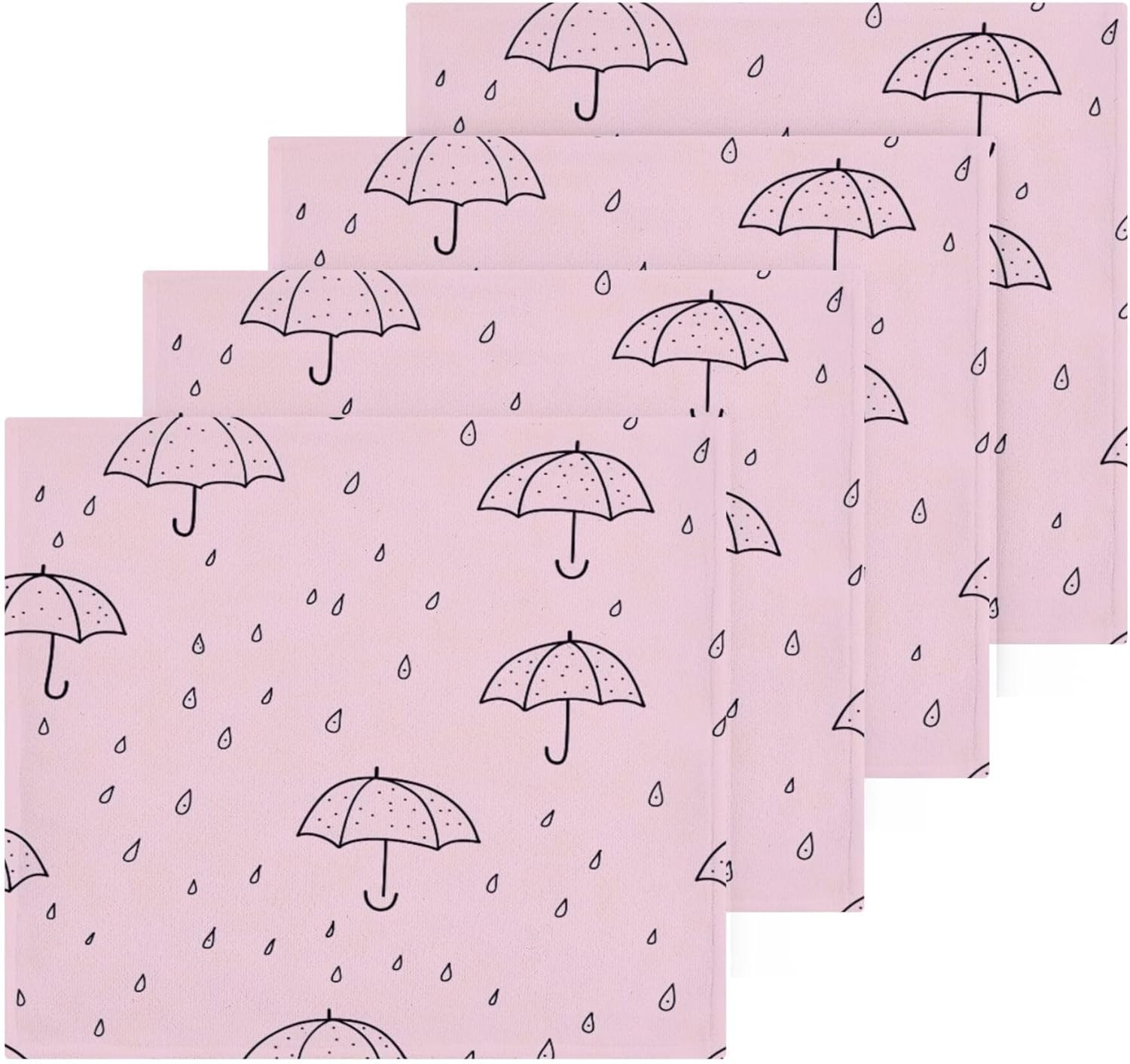 Xigua Cute Rain Umbrella Washcloth Set - 12x12 Multi-Purpose Towels
