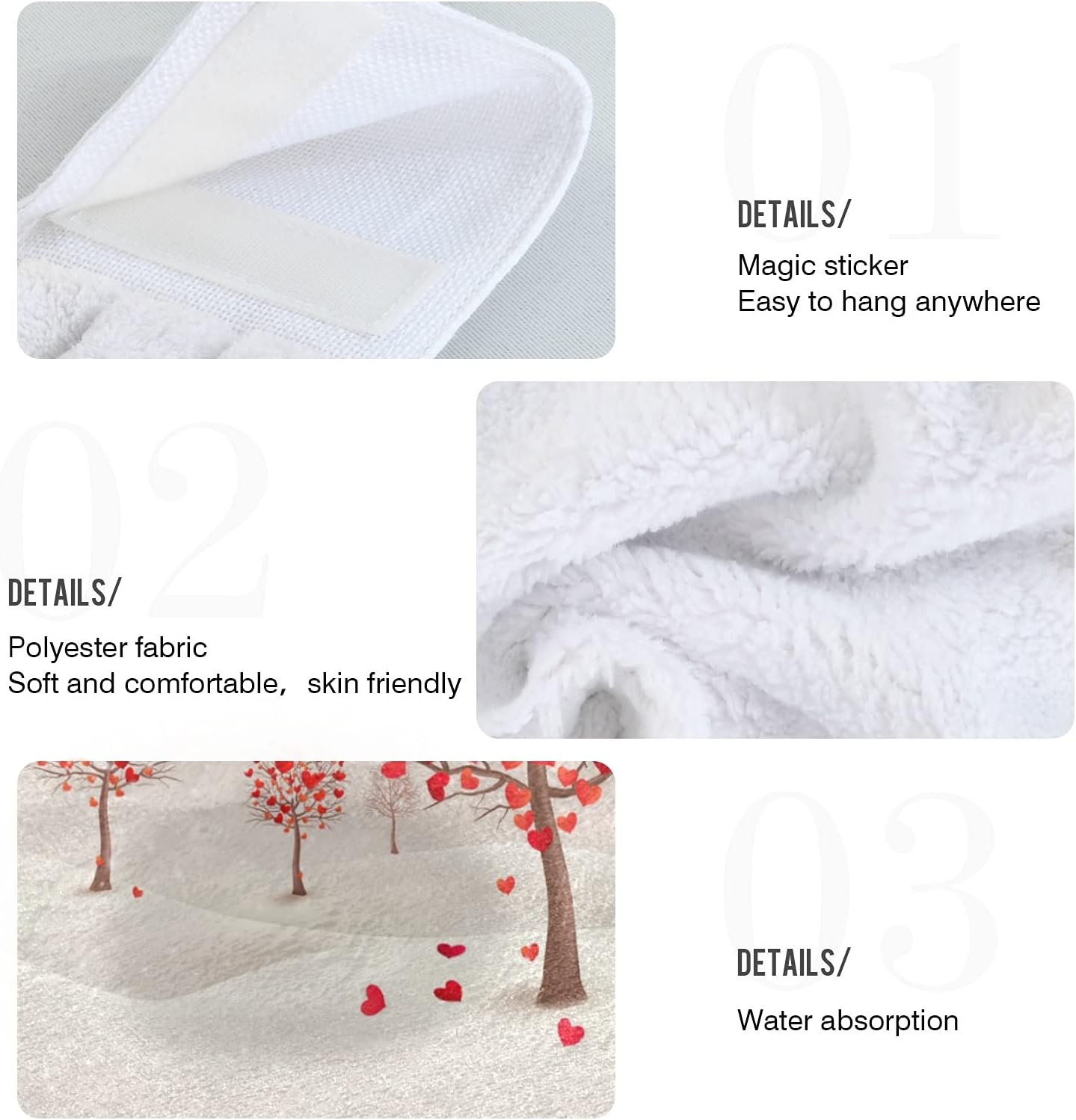 Valentines Heart Shaped Tree Towels 2-Piece Handle