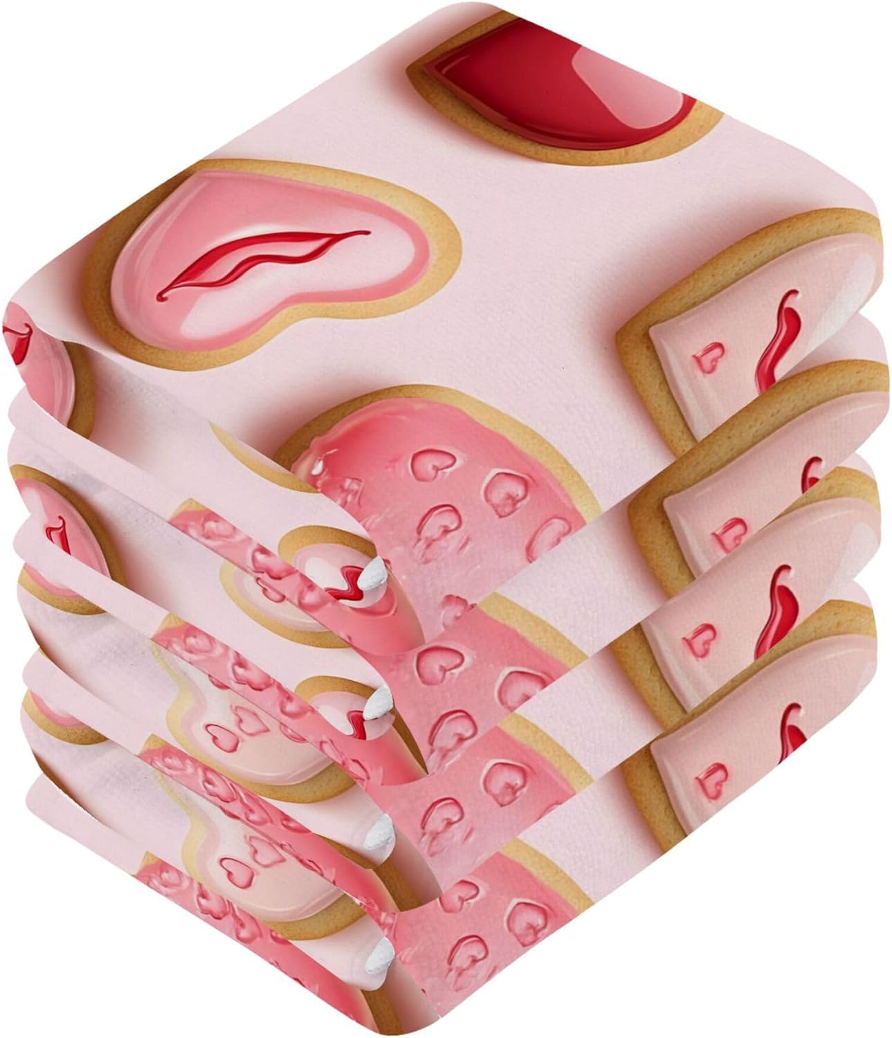 Sweet Valentines Day Cookies Washcloth Set