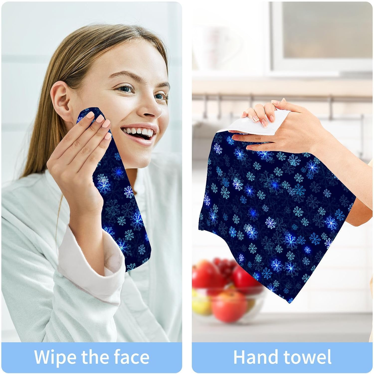 Perfect for Washes Delightful Blue Snowflake Washcloth Set for Baby Adults