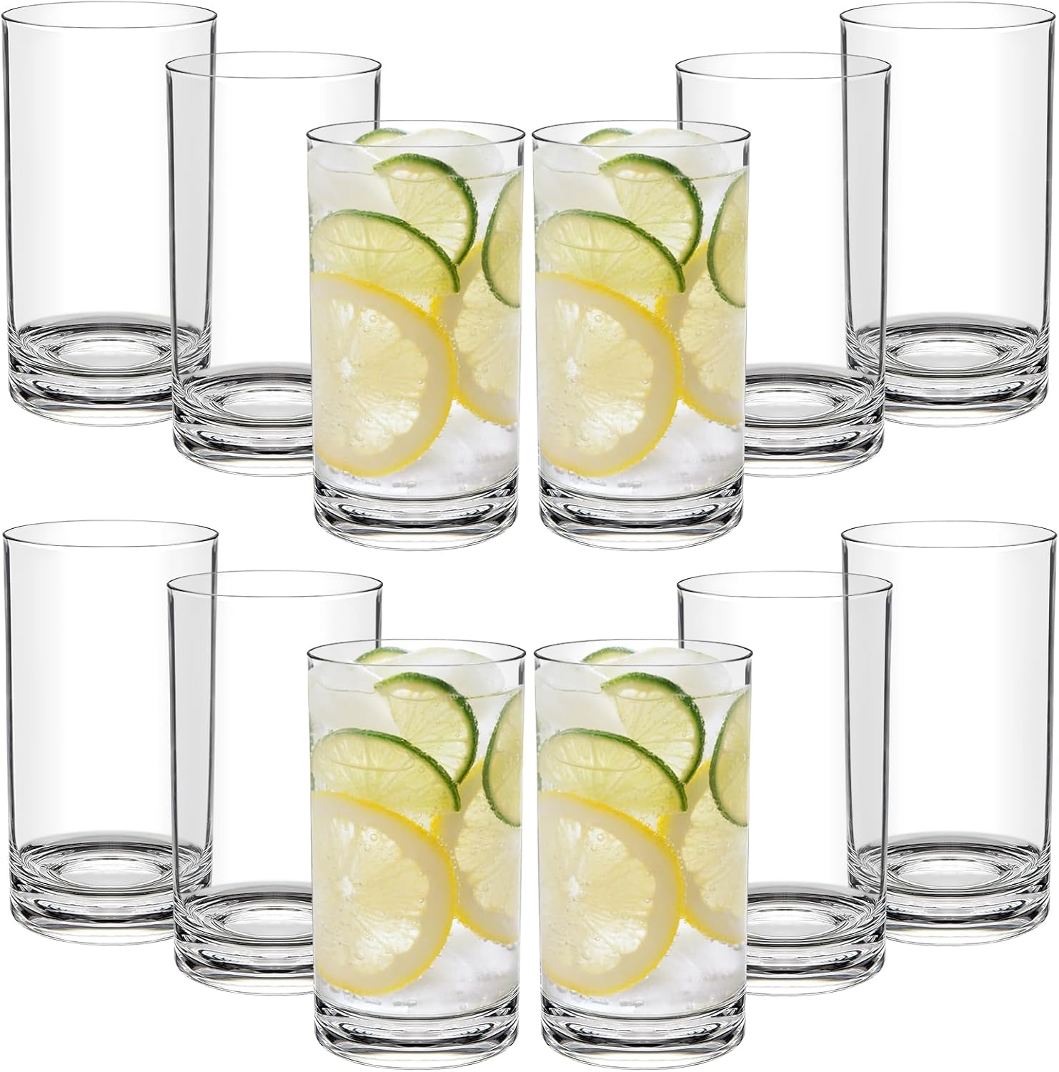 12-Piece 17 Oz Clear Plastic Tumblers Set