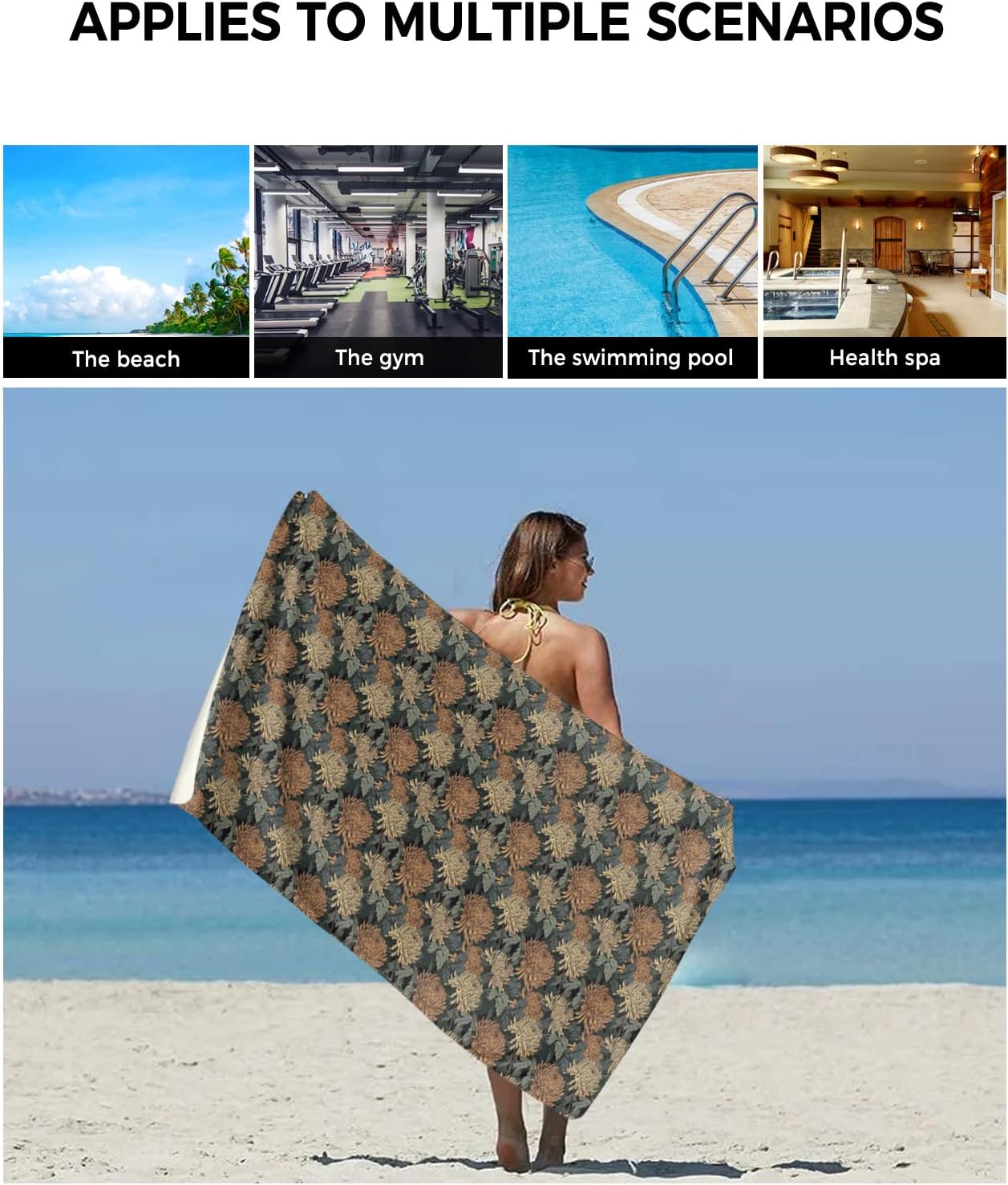 ZOE GARDEN Dahlia Flower Towel Set 3-PC Microfiber 1