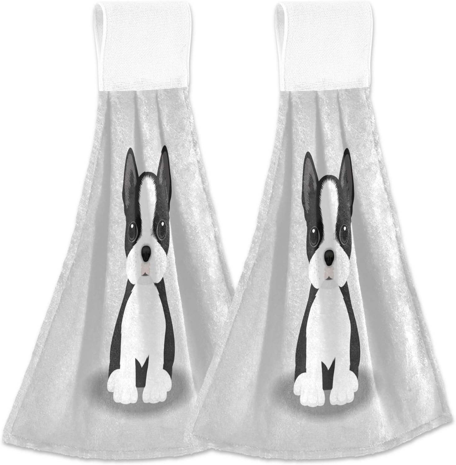 Aslsiy Boston Terrier Hanging Towels Set