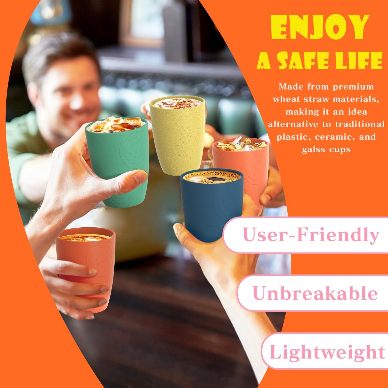 Homienly 12oz wheat straw cups Premium drinking cups stackable safe