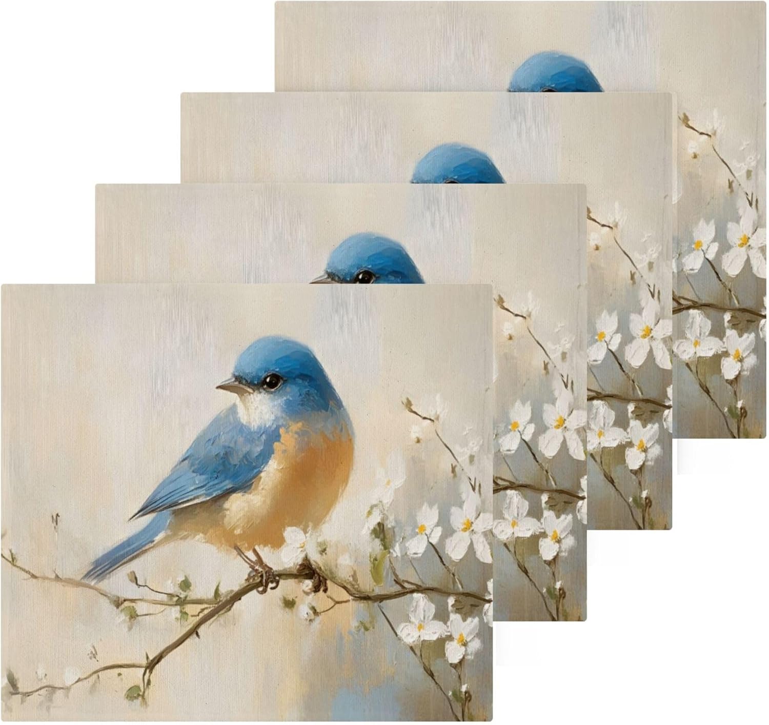 Stylish Xigua Blue Bird Washcloth Set