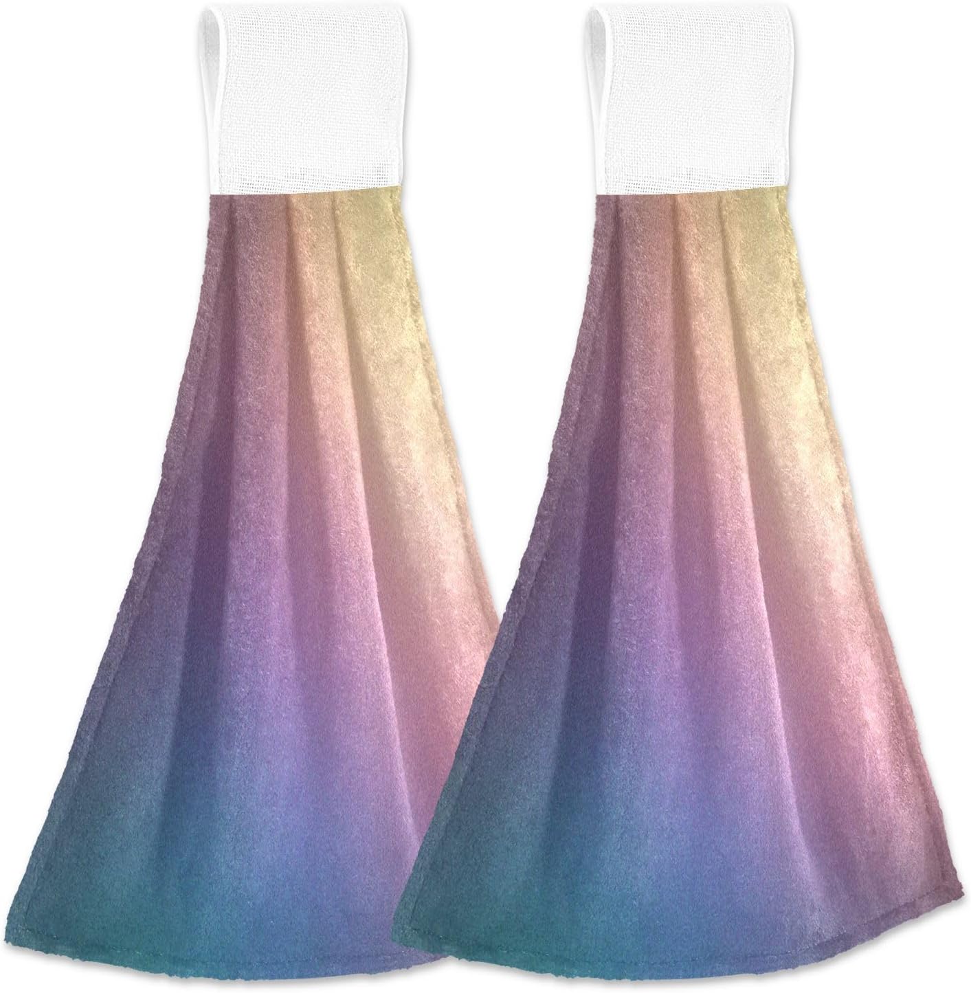 Blue Pink Lilac Yellow Gradient Hanging Towels Set