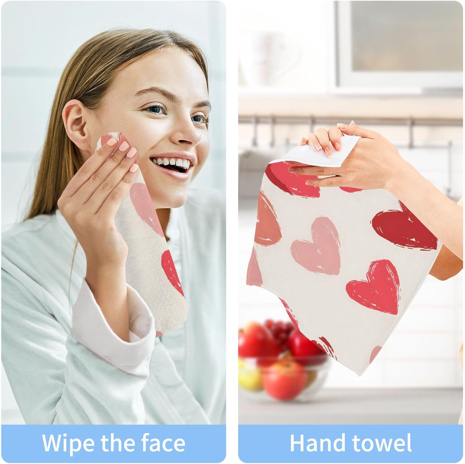 Xigua Red Hearts Multi-Purpose Washcloth Set