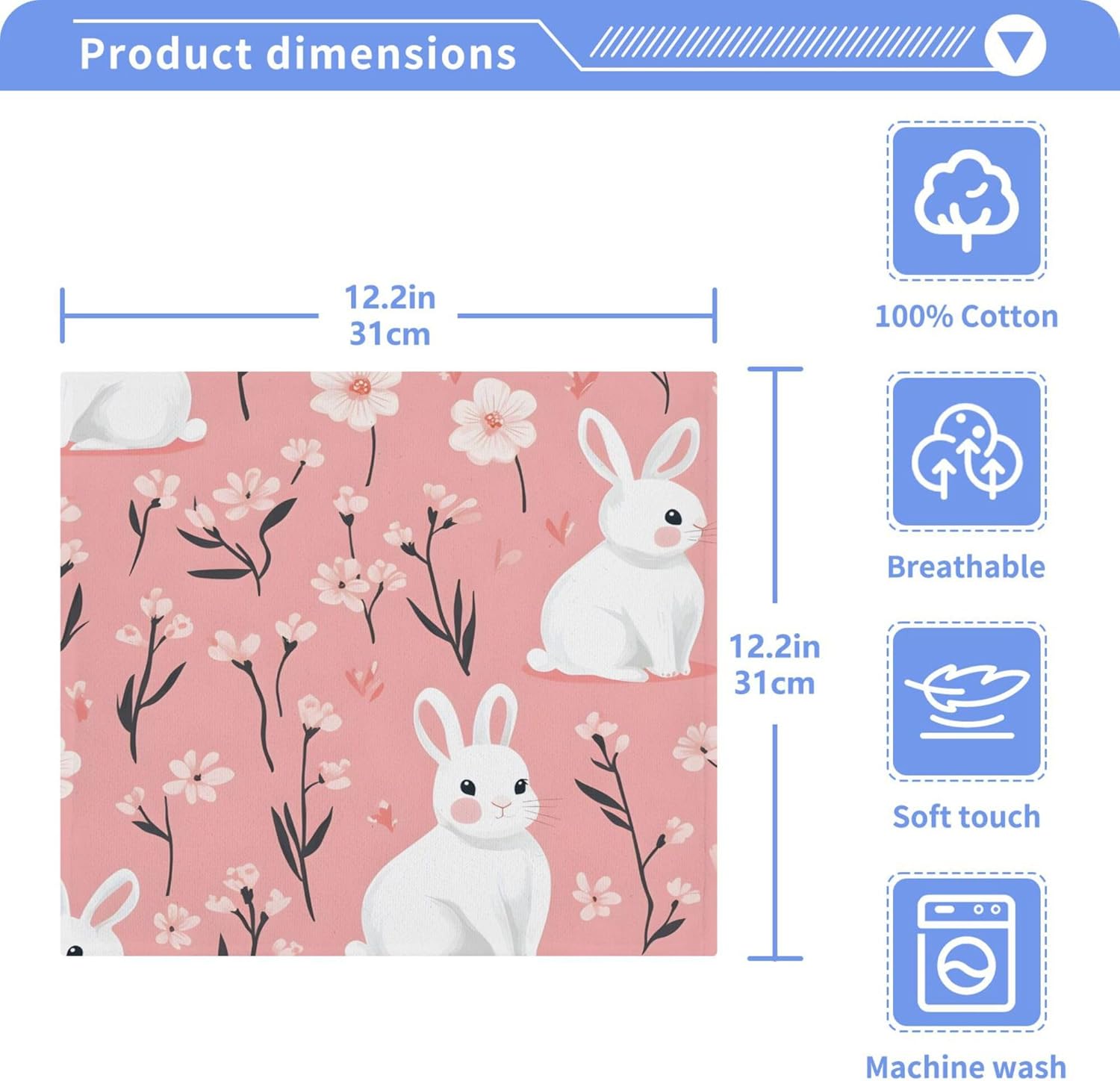 XiguaWhite Rabbit Washcloth Set