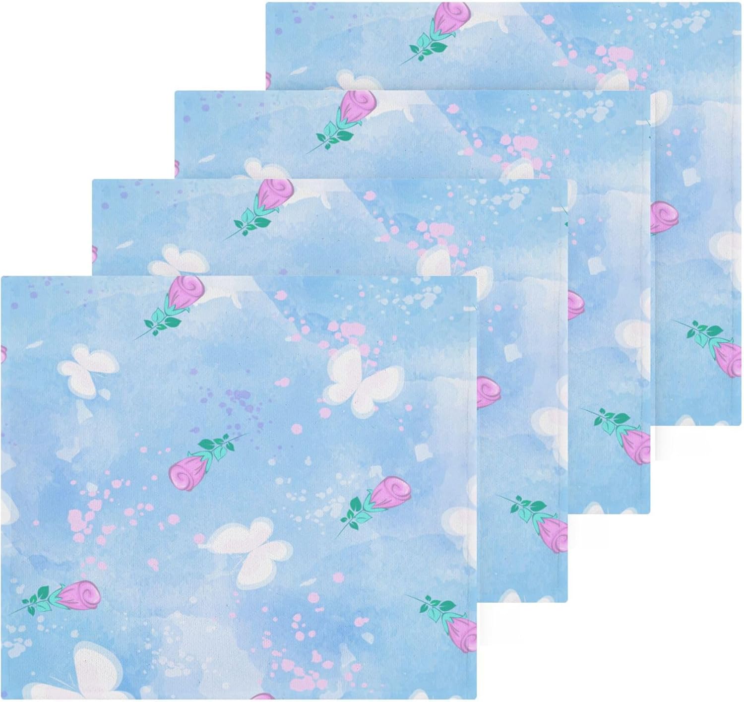 Xigua Butterfly Blue Washcloth Set 12x12 inches