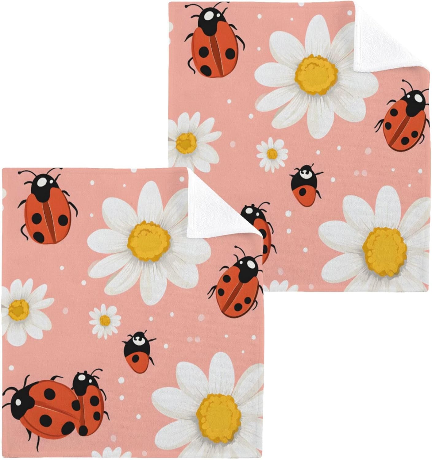 Cute Ladybugs Washcloth Set - 2-12 12x12