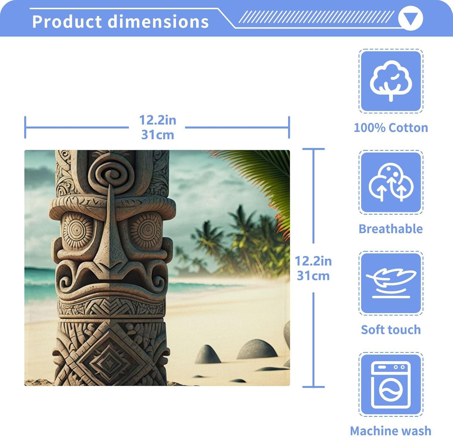 WOIWB 4 Pack Tiki Stone Print Washcloths