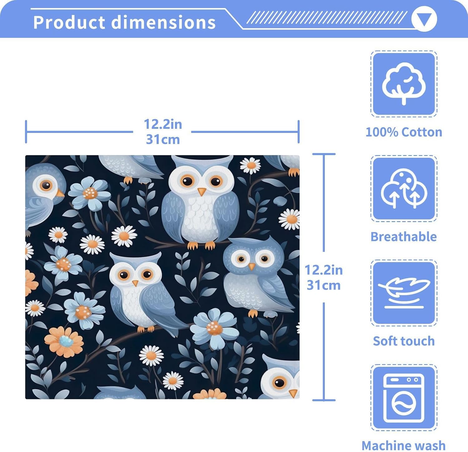 Owl Washcloths Childrens Reusable Face Towels