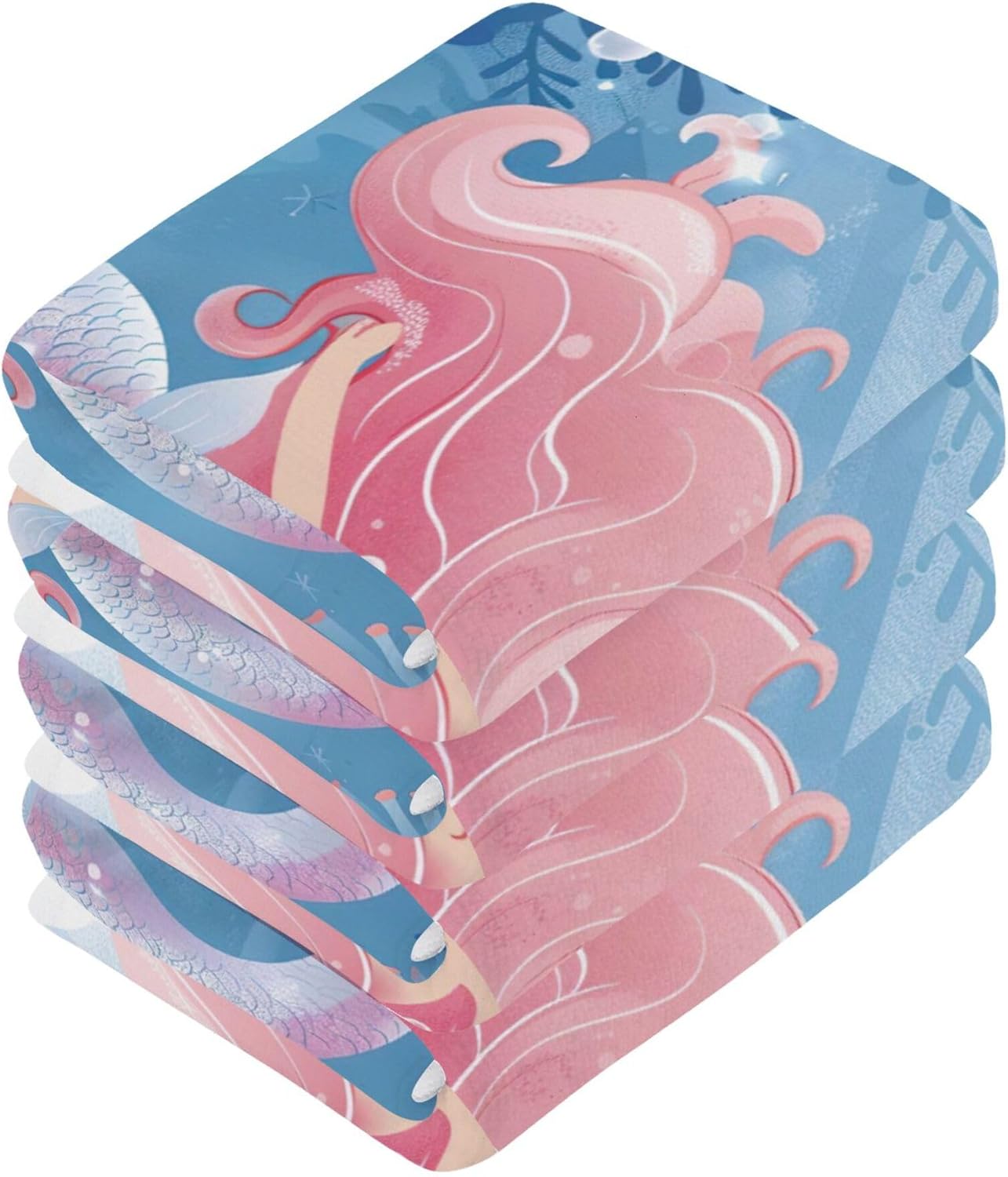 Charming Mermaid Washcloth Set for Bath or Toilet
