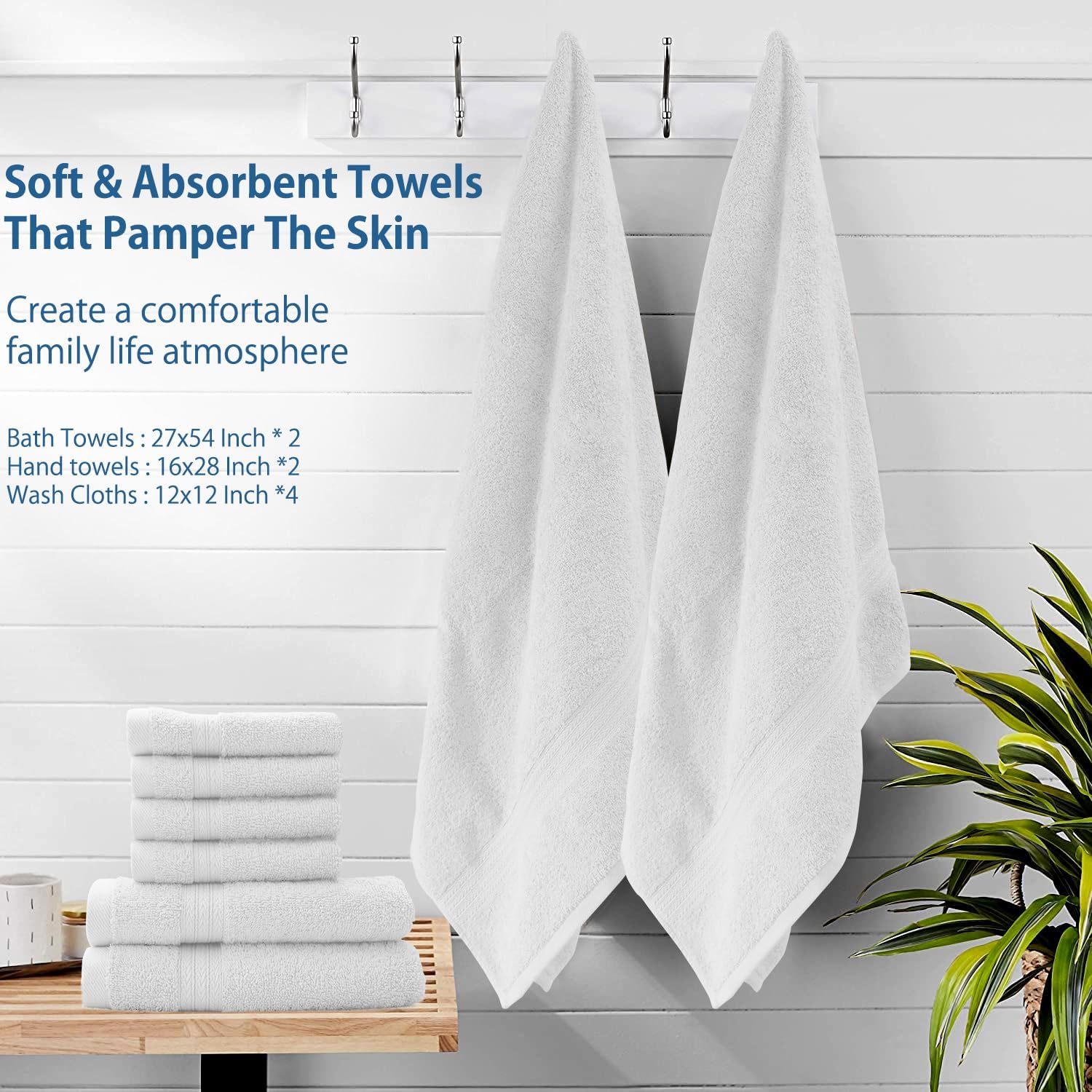 Elegant 8-Piece Cotton Towel Set Soft Absorbent Machine Washable