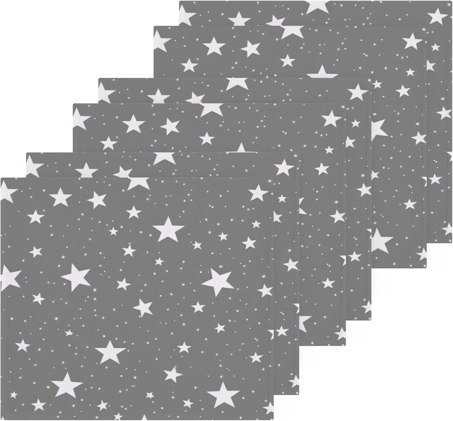 Kigai Stars in Grey 6 Pack Washcloths
