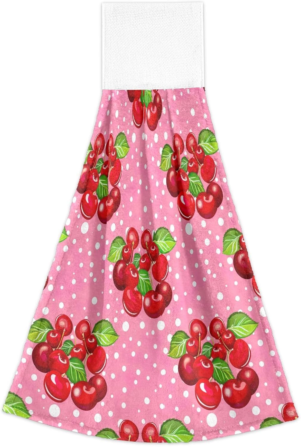 Cluster Red and Pink Hanging Hand Towels with Green Leaves for Kids