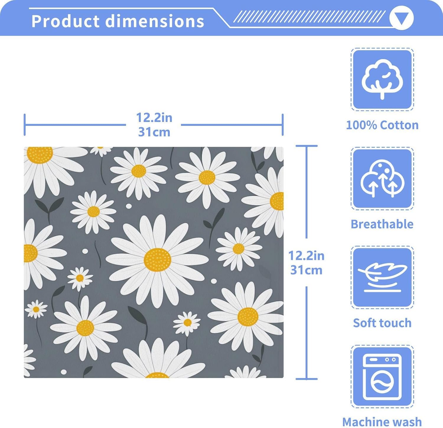 Daisy Flower Washcloth Set Soft Reusable for Babies Travel Use