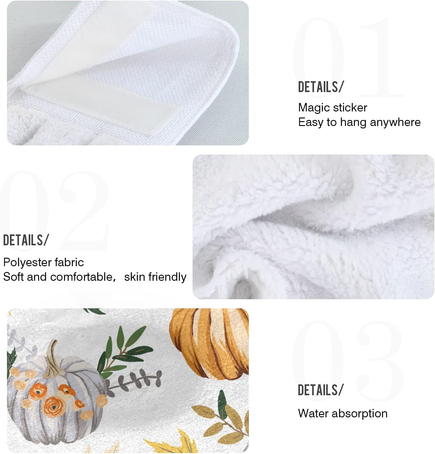 Maple Leaves Autumn Kitchen Hanging Hand Towels 2 PCS