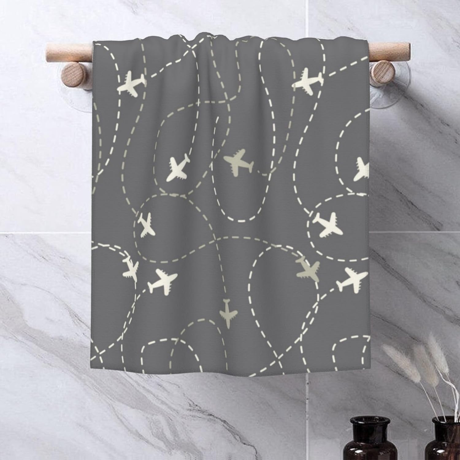Pevtufa Airplane Routes 275x16in Washcloths for Bathroom Spa Gym Face Towels