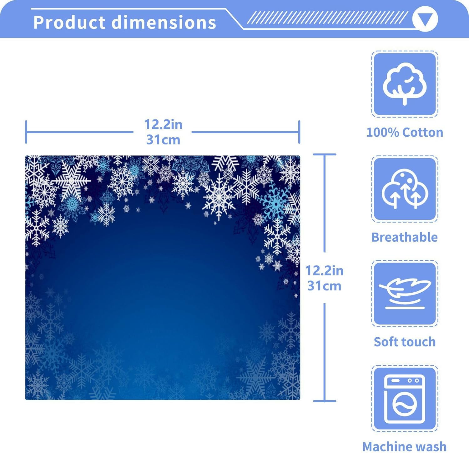 Christmas Blue Snowflake Washcloths 2 Pack