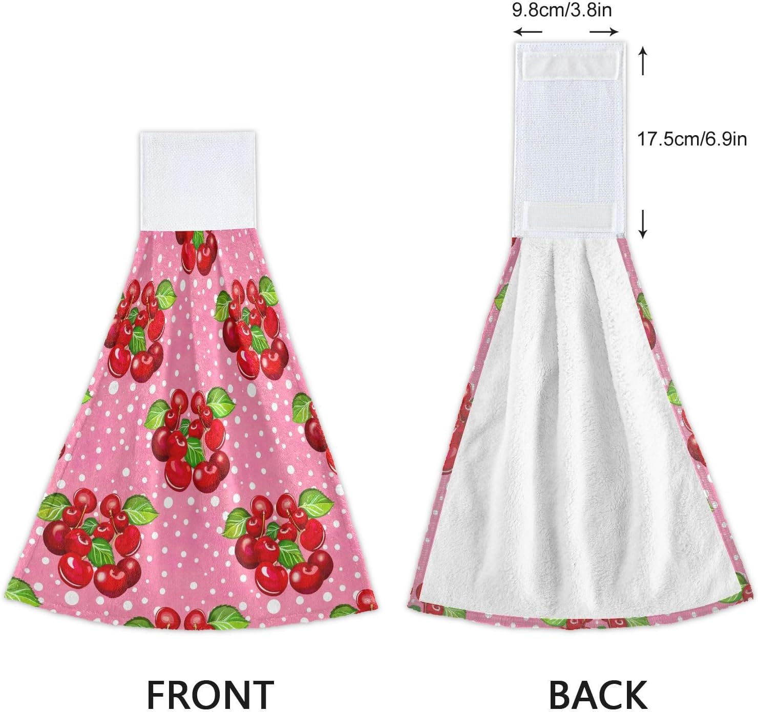 Cluster Red and Pink Hanging Hand Towels with Green Leaves for Kids