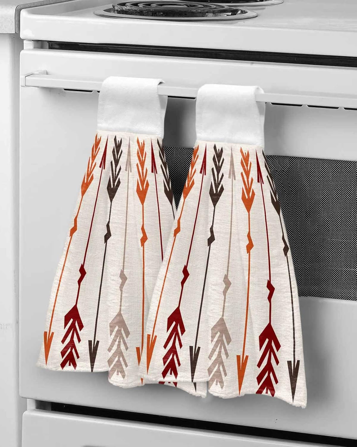 Retro Arrow-Printed Hand Towels Set - Hanging Linen for Kitchen Bathroom