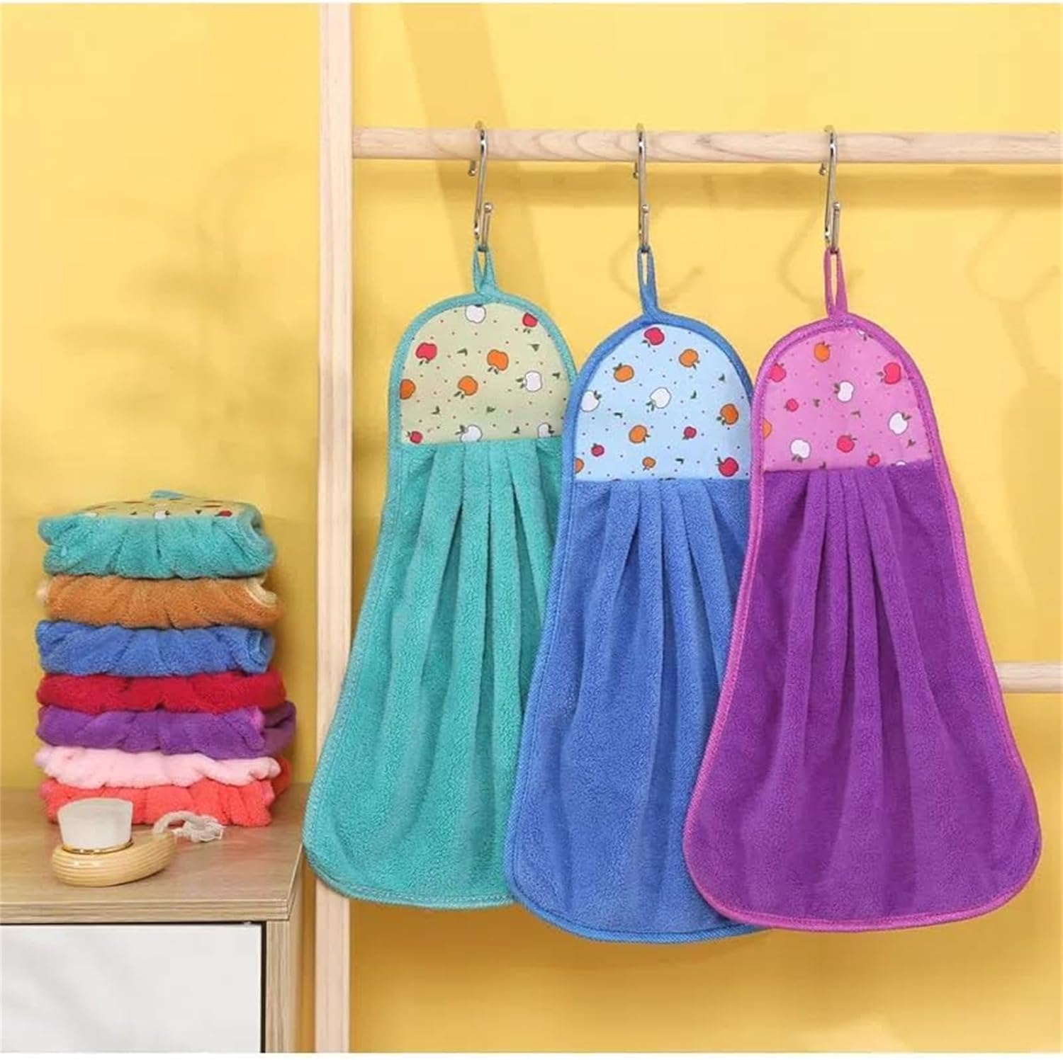 Quick Dry Microfiber Hand Towels with Hanging Loop 3 Pack