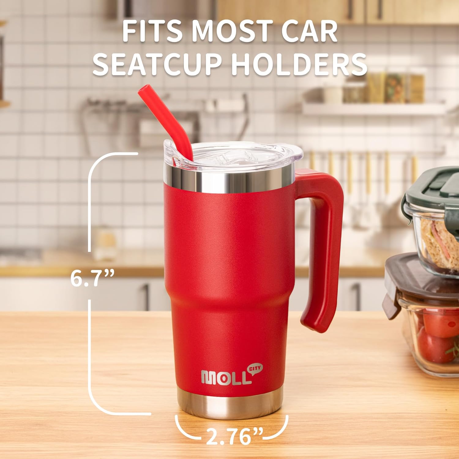 Travel-friendly stainless steel tumbler mug with lid and straw for kids