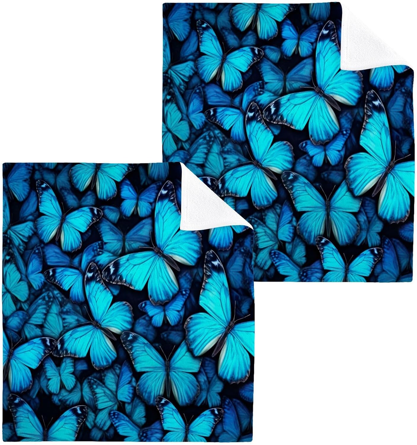 Blue Butterfly Washcloth Set Soft and Reusable